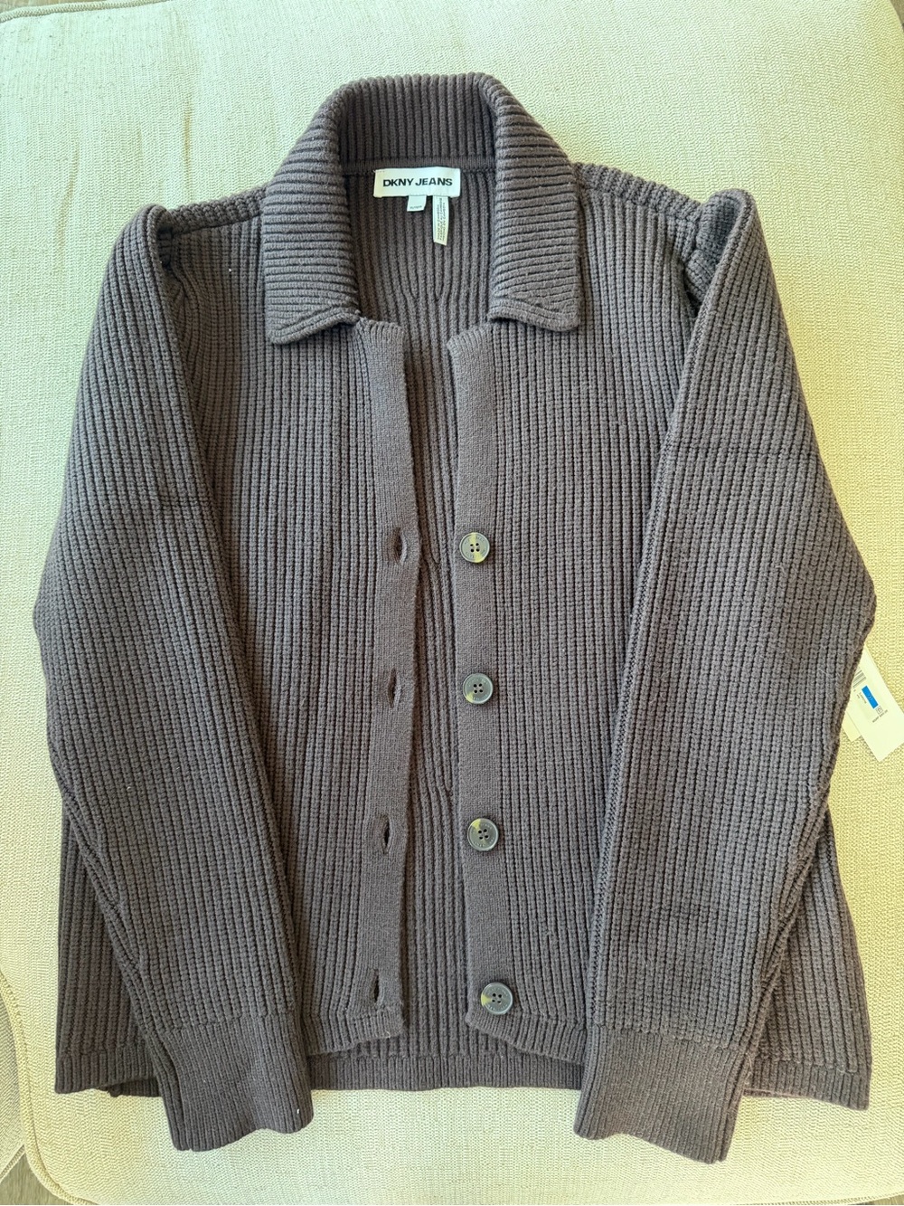 NWT DKNY Women’s Ribbed Button-Front Cardigan Sweater XL